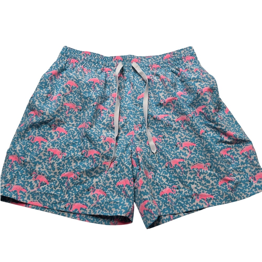 Chubbies Mens Swim Trunks Blue Pink Flamingo Print 5.5 Inseam Size Medium